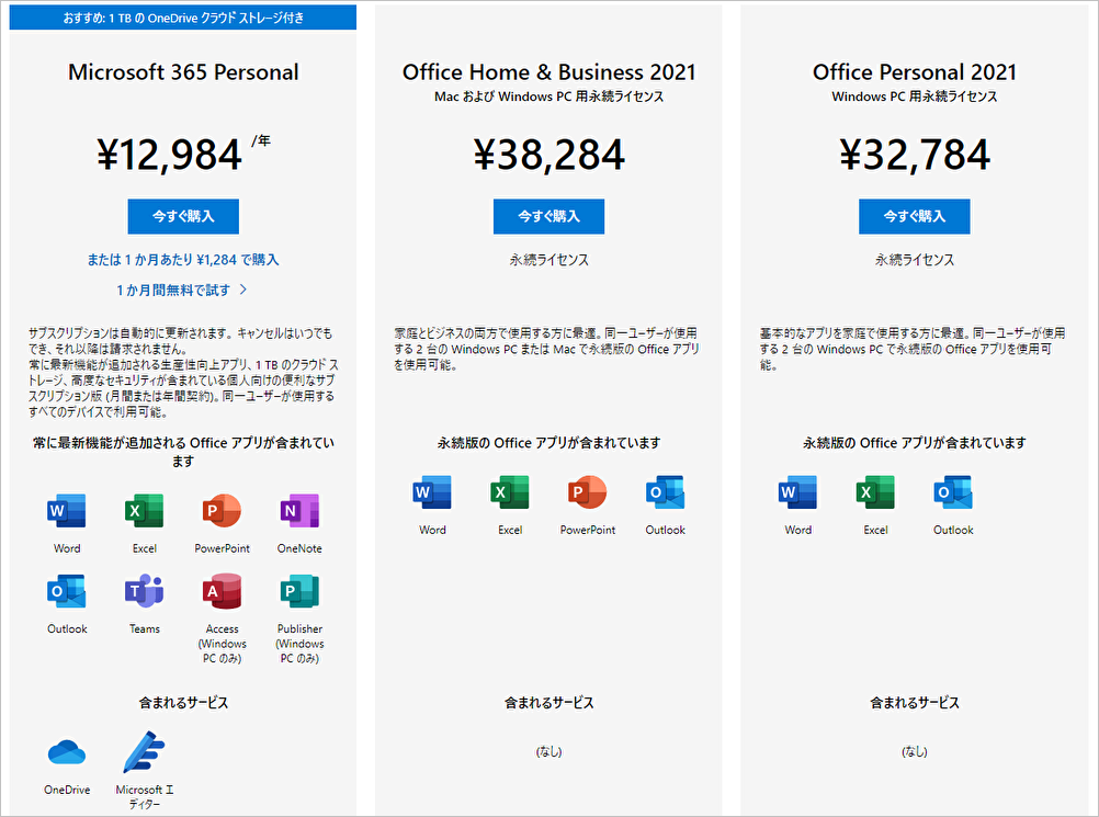 Microsoft Officeの種類